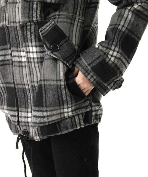 Jel'emets solo（ジェレメッツソロ）の「チェック柄スタンドカラーBZ（ブルゾン・レディース・グレー/レッド・SMALL/MEDIUM）」の7枚目の写真