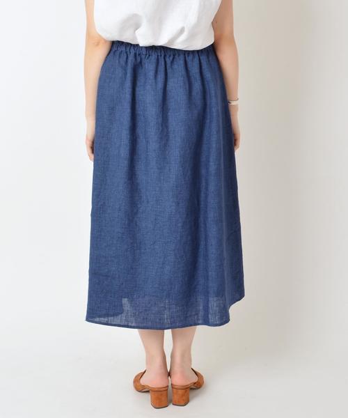 SHIPS（シップス）の「アイリッシュリネンフレアスカート◇（スカート・レディース・ピンク/ネイビー/ライトブルー・ONE SIZE）」の6枚目の写真