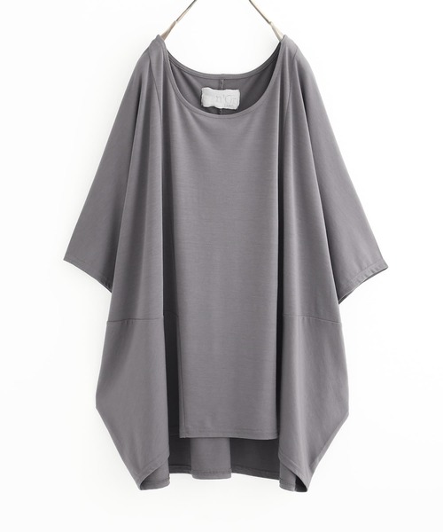 n'OrLABEL(ノアールレーベル)の「ニュアンス着回しドルマンカットソー(Tシャツ/カットソー・レディース・チャコールグレー/ブルー/チェリーピンク/ブラック/カーキ/ライトグレー・FREE)」の2枚目の写真