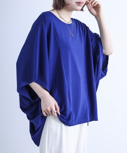 n'OrLABEL(ノアールレーベル)の「ニュアンス着回しドルマンカットソー(Tシャツ/カットソー・レディース・チャコールグレー/ブルー/チェリーピンク/ブラック/カーキ/ライトグレー・FREE)」の8枚目の写真