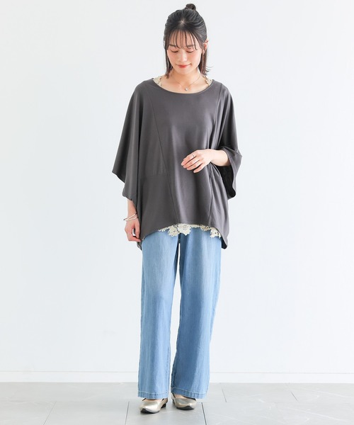 n'OrLABEL(ノアールレーベル)の「ニュアンス着回しドルマンカットソー(Tシャツ/カットソー・レディース・チャコールグレー/ブルー/チェリーピンク/ブラック/カーキ/ライトグレー・FREE)」の20枚目の写真