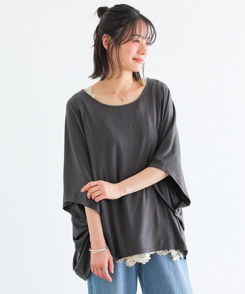 n'OrLABEL(ノアールレーベル)の「ニュアンス着回しドルマンカットソー(Tシャツ/カットソー・レディース・チャコールグレー/ブルー/チェリーピンク/ブラック/カーキ/ライトグレー・FREE)」の18枚目の写真