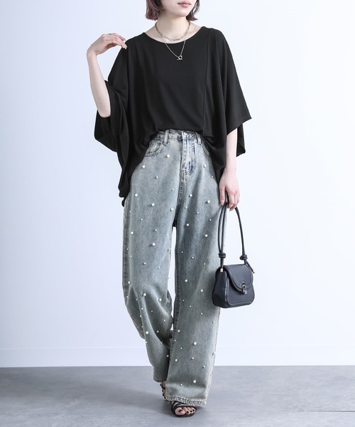 n'OrLABEL(ノアールレーベル)の「ニュアンス着回しドルマンカットソー(Tシャツ/カットソー・レディース・チャコールグレー/ブルー/チェリーピンク/ブラック/カーキ/ライトグレー・FREE)」の11枚目の写真