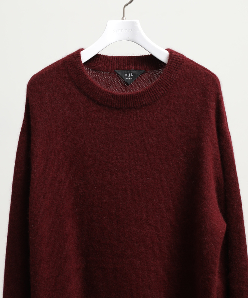 wjk black（ﾀﾞﾌﾞﾙｼﾞｪｲｹｲﾌﾞﾗｯｸ）の「【wjk black】≪STUDIOUS限定≫ラクーンシャギークルーネックニット（ニット/セーター・メンズ・ブラック/ワインレッド/サンドベージュ・3/2/1）」の13枚目の写真