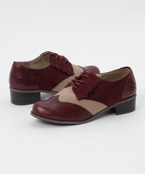 axes femme(アクシーズファム)の「配色スエードオックスフォード(パンプス・レディース・ブラック/ブラウン/ワイン・MEDIUM/LARGE)」の1枚目の写真