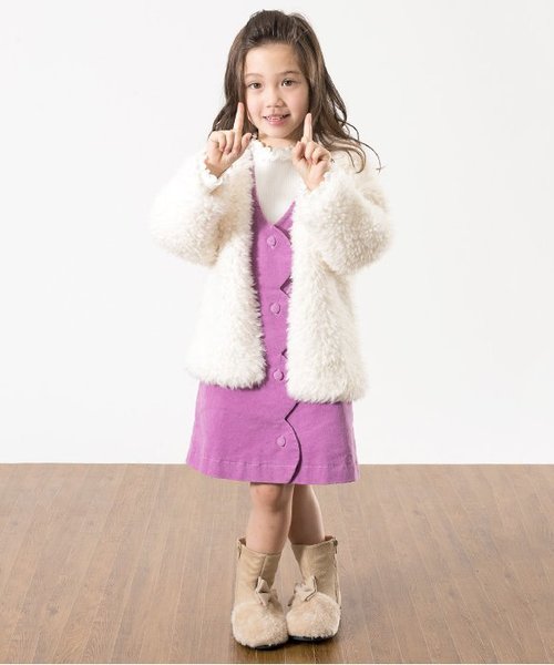 apres les cours（アプレレクール）の「ループカーディガン（カーディガン/ボレロ・キッズ・レッド/オフホワイト・100/110/120/130/140/80/90）」の12枚目の写真