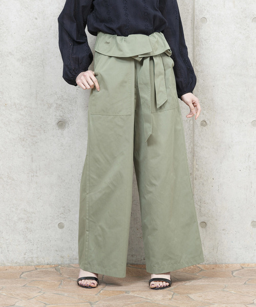 AULI(アウリィ)の「AULI イージーワイドパンツ(パンツ)」|カーキ