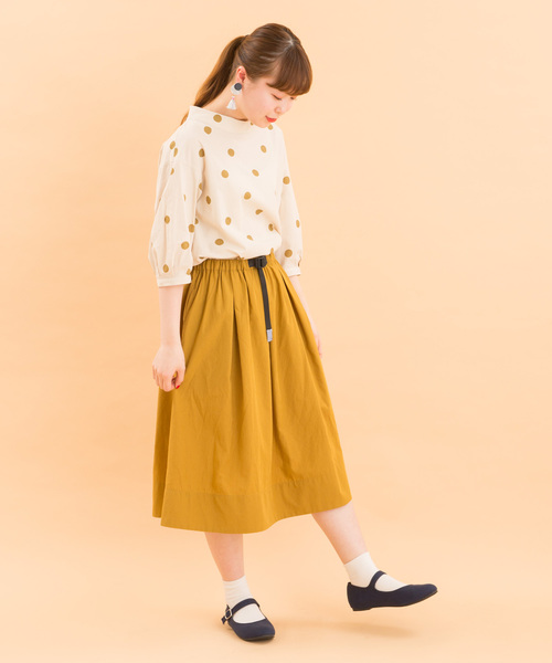 POU DOU DOU（プードゥドゥ）の「ドットプリントスタンドカラーぷっくり袖ブラウス（シャツ/ブラウス・レディース・ネイビー/ミント/キナリ・3）」の8枚目の写真