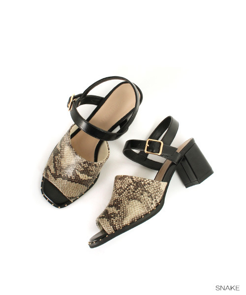 RANDA(ランダ)の「CAMILLE BIS RANDA/バックストラップヒールサンダル(サンダル・レディース・ブラック/パイソン/ベージュ・LL/M/S/L)」の3枚目の写真