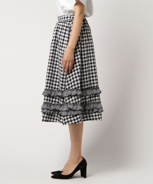 MERLOT（メルロー）の「チェック柄ティアードフリルスカート7350N（スカート・レディース・ブラック・FREE）」の3枚目の写真