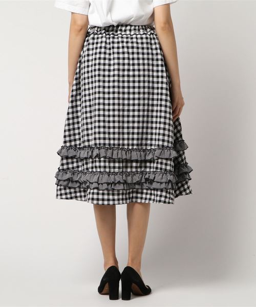MERLOT（メルロー）の「チェック柄ティアードフリルスカート7350N（スカート・レディース・ブラック・FREE）」の2枚目の写真