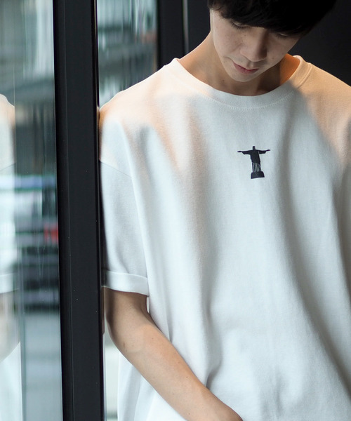 MONO-MART（モノマート）の「ワールドワンポイントオーバーカットソー/Heavy Cotton(1/2 sleeve)（Tシャツ/カットソー・メンズ・ホワイト/ブラック/グレー/グリーン/ピンク・FREE）」の2枚目の写真