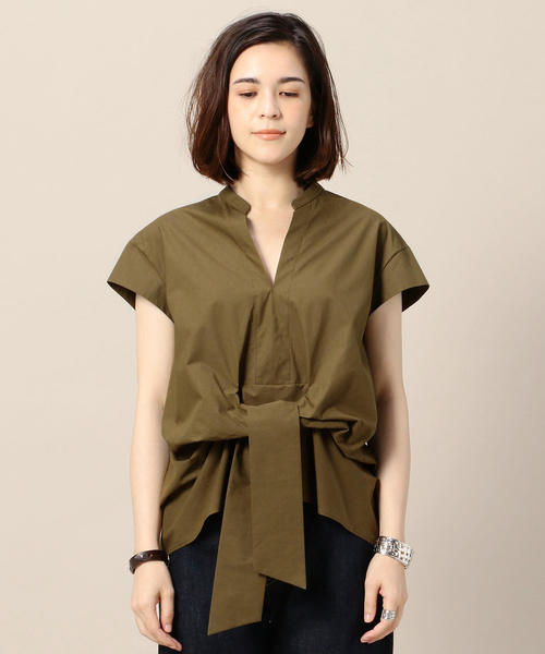 BEAUTY&YOUTH UNITED ARROWS（ビューティーアンドユースユナイテッドアローズ）の「BY タイプライターウエストリボンショートスリーブブラウス -手洗い可能- o（シャツ/ブラウス・レディース・ブラック/オリーブ/ホワイト・FREE）」の15枚目の写真