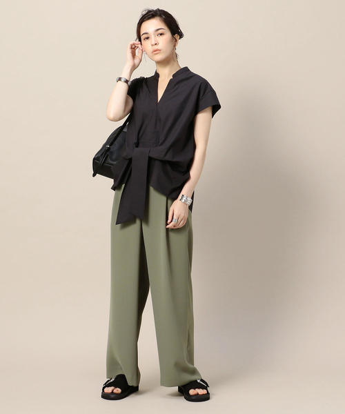 BEAUTY&YOUTH UNITED ARROWS（ビューティーアンドユースユナイテッドアローズ）の「BY タイプライターウエストリボンショートスリーブブラウス -手洗い可能- o（シャツ/ブラウス・レディース・ブラック/オリーブ/ホワイト・FREE）」の5枚目の写真