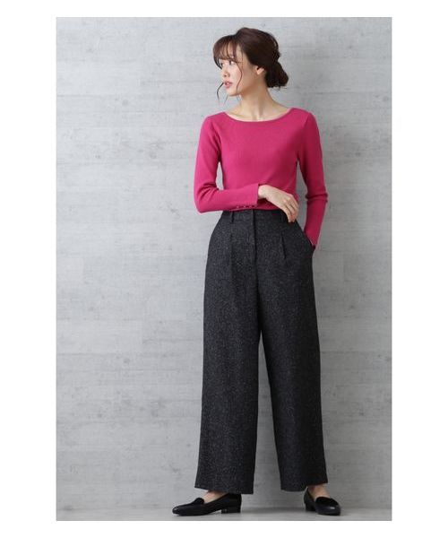 NATURAL BEAUTY BASIC（ナチュラルビューティーベーシック）の「【CanCamコラボ】ボートネックリブニット（ニット/セーター・レディース・ネイビー/オフホワイト/ピンク/グリーン・MEDIUM）」の12枚目の写真