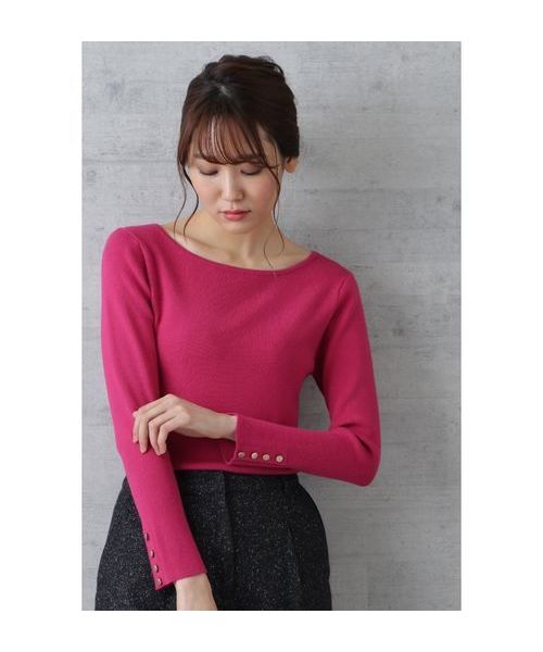 NATURAL BEAUTY BASIC（ナチュラルビューティーベーシック）の「【CanCamコラボ】ボートネックリブニット（ニット/セーター・レディース・ネイビー/オフホワイト/ピンク/グリーン・MEDIUM）」の15枚目の写真