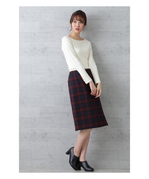 NATURAL BEAUTY BASIC（ナチュラルビューティーベーシック）の「【CanCamコラボ】ボートネックリブニット（ニット/セーター・レディース・ネイビー/オフホワイト/ピンク/グリーン・MEDIUM）」の16枚目の写真