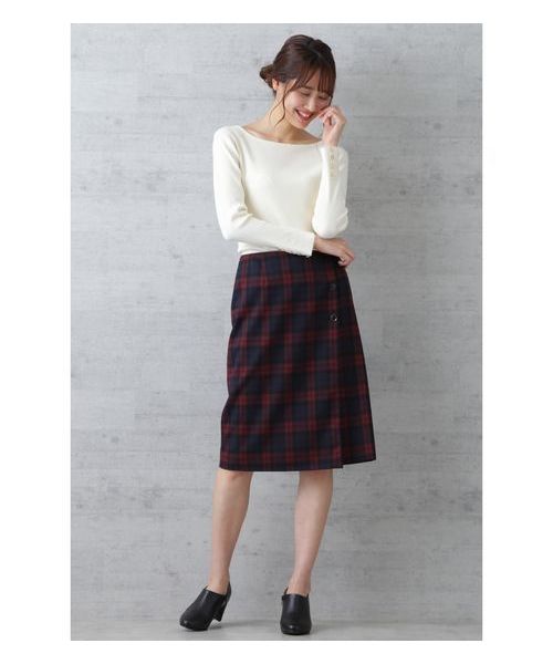 NATURAL BEAUTY BASIC（ナチュラルビューティーベーシック）の「【CanCamコラボ】ボートネックリブニット（ニット/セーター・レディース・ネイビー/オフホワイト/ピンク/グリーン・MEDIUM）」の17枚目の写真