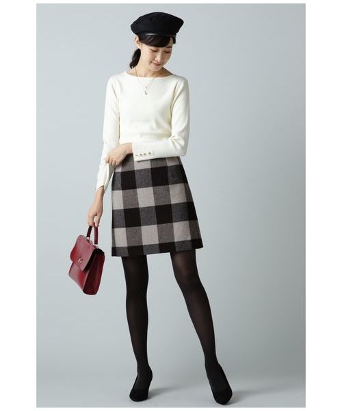 NATURAL BEAUTY BASIC（ナチュラルビューティーベーシック）の「【CanCamコラボ】ボートネックリブニット（ニット/セーター・レディース・ネイビー/オフホワイト/ピンク/グリーン・MEDIUM）」の19枚目の写真