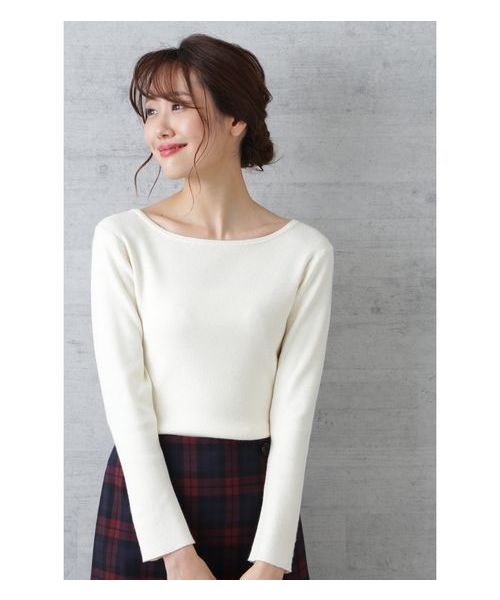 NATURAL BEAUTY BASIC（ナチュラルビューティーベーシック）の「【CanCamコラボ】ボートネックリブニット（ニット/セーター・レディース・ネイビー/オフホワイト/ピンク/グリーン・MEDIUM）」の20枚目の写真