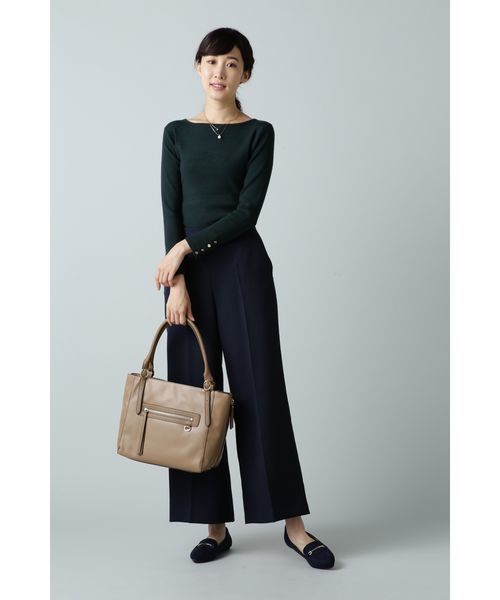 NATURAL BEAUTY BASIC（ナチュラルビューティーベーシック）の「【CanCamコラボ】ボートネックリブニット（ニット/セーター・レディース・ネイビー/オフホワイト/ピンク/グリーン・MEDIUM）」の21枚目の写真