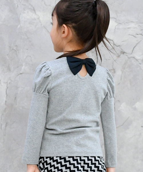 Bee des Bee（ビーデスビー）の「長袖デザイントップス（Tシャツ/カットソー・キッズ・ブラック×ホワイト/ホワイト×ネイビー/ブラック/ネイビー/グレー/ピンク/アイボリー/ライトブラウン/グレー系その他/ブラウン系その他/ブルー系その他/ワイン/ピンク系その他2/ブラウン系その他2/ブルー系その他2/ピンク系その他/ミント/コーラルピンク/グリーン系その他/ラベンダー/チャコール/パープル系その他/ベージュ/グレー系その他2/パープル系その他2/ブラック系その他2/ブラック系その他3/ベージュ系その他/グリーン系その他2/ピンク系その他3/ブラウン系その他3/ライトベージュ/ブルー系その他3/ブルー × パープル・90cm/100cm/110cm/120cm/130cm/140cm/150cm）」の7枚目の写真