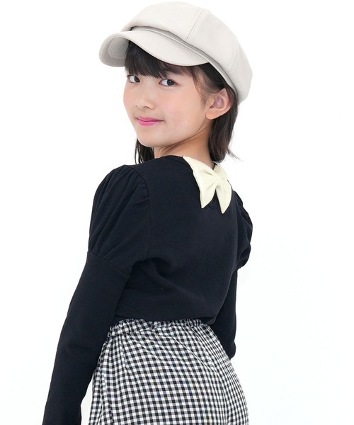 Bee des Bee（ビーデスビー）の「長袖デザイントップス（Tシャツ/カットソー・キッズ・ブラック×ホワイト/ホワイト×ネイビー/ブラック/ネイビー/グレー/ピンク/アイボリー/ライトブラウン/グレー系その他/ブラウン系その他/ブルー系その他/ワイン/ピンク系その他2/ブラウン系その他2/ブルー系その他2/ピンク系その他/ミント/コーラルピンク/グリーン系その他/ラベンダー/チャコール/パープル系その他/ベージュ/グレー系その他2/パープル系その他2/ブラック系その他2/ブラック系その他3/ベージュ系その他/グリーン系その他2/ピンク系その他3/ブラウン系その他3/ライトベージュ/ブルー系その他3/ブルー × パープル・90cm/100cm/110cm/120cm/130cm/140cm/150cm）」の4枚目の写真