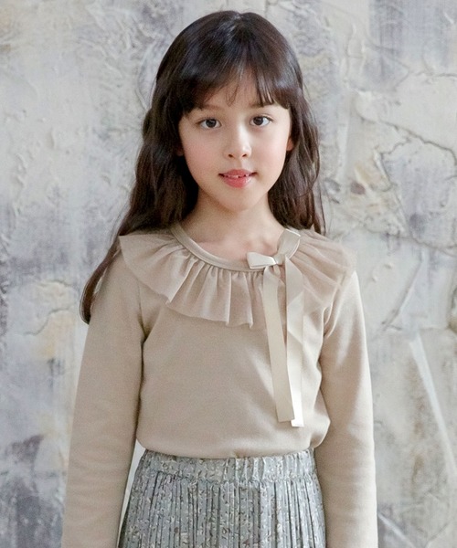 Bee des Bee（ビーデスビー）の「長袖デザイントップス（Tシャツ/カットソー・キッズ・ブラック×ホワイト/ホワイト×ネイビー/ブラック/ネイビー/グレー/ピンク/アイボリー/ライトブラウン/グレー系その他/ブラウン系その他/ブルー系その他/ワイン/ピンク系その他2/ブラウン系その他2/ブルー系その他2/ピンク系その他/ミント/コーラルピンク/グリーン系その他/ラベンダー/チャコール/パープル系その他/ベージュ/グレー系その他2/パープル系その他2/ブラック系その他2/ブラック系その他3/ベージュ系その他/グリーン系その他2/ピンク系その他3/ブラウン系その他3/ライトベージュ/ブルー系その他3/ブルー × パープル・90cm/100cm/110cm/120cm/130cm/140cm/150cm）」の15枚目の写真