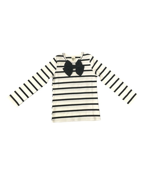 Bee des Bee（ビーデスビー）の「長袖デザイントップス（Tシャツ/カットソー・キッズ・ブラック×ホワイト/ホワイト×ネイビー/ブラック/ネイビー/グレー/ピンク/アイボリー/ライトブラウン/グレー系その他/ブラウン系その他/ブルー系その他/ワイン/ピンク系その他2/ブラウン系その他2/ブルー系その他2/ピンク系その他/ミント/コーラルピンク/グリーン系その他/ラベンダー/チャコール/パープル系その他/ベージュ/グレー系その他2/パープル系その他2/ブラック系その他2/ブラック系その他3/ベージュ系その他/グリーン系その他2/ピンク系その他3/ブラウン系その他3/ライトベージュ/ブルー系その他3/ブルー × パープル・90cm/100cm/110cm/120cm/130cm/140cm/150cm）」の5枚目の写真