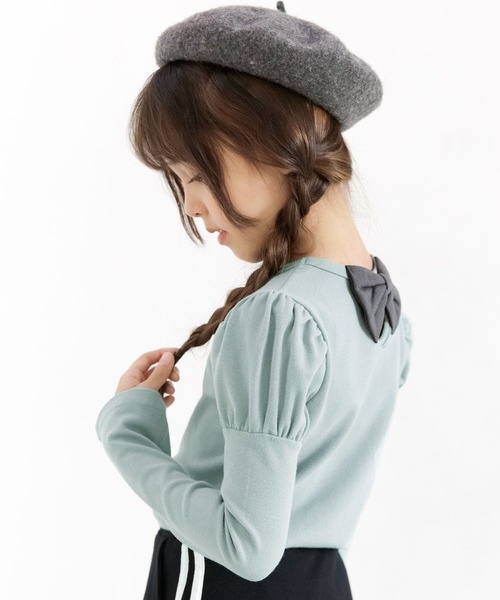 Bee des Bee（ビーデスビー）の「長袖デザイントップス（Tシャツ/カットソー・キッズ・ブラック×ホワイト/ホワイト×ネイビー/ブラック/ネイビー/グレー/ピンク/アイボリー/ライトブラウン/グレー系その他/ブラウン系その他/ブルー系その他/ワイン/ピンク系その他2/ブラウン系その他2/ブルー系その他2/ピンク系その他/ミント/コーラルピンク/グリーン系その他/ラベンダー/チャコール/パープル系その他/ベージュ/グレー系その他2/パープル系その他2/ブラック系その他2/ブラック系その他3/ベージュ系その他/グリーン系その他2/ピンク系その他3/ブラウン系その他3/ライトベージュ/ブルー系その他3/ブルー × パープル・90cm/100cm/110cm/120cm/130cm/140cm/150cm）」の18枚目の写真