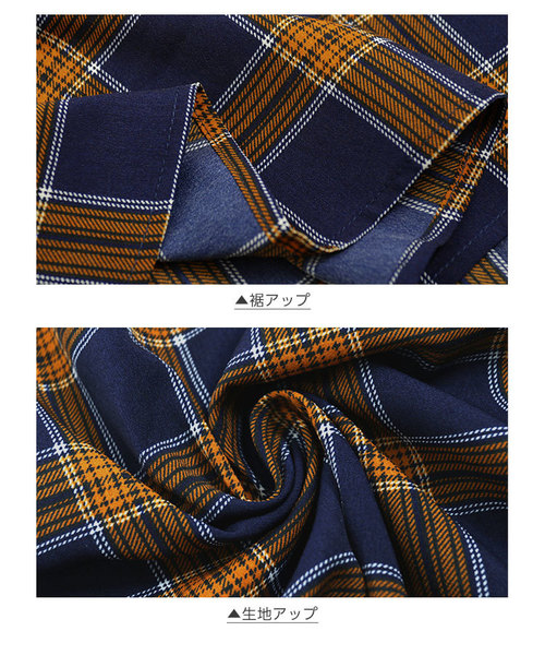 KOBE LETTUCE（コウベレタス）の「チェック柄Vネックスキッパーシャツワンピース＊ロング丈/レディース[E1918]神戸レタス（ワンピース・レディース・ネイビー/グリーン/ワイン・FREE）」の8枚目の写真