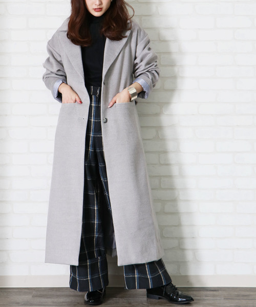 &g'aime(アンジェム)の「【&g'aime】チェスターロングコート(チェスターコート・レディース・ブラック/ダークブラウン/グレー/ベージュ・FREE)」の11枚目の写真