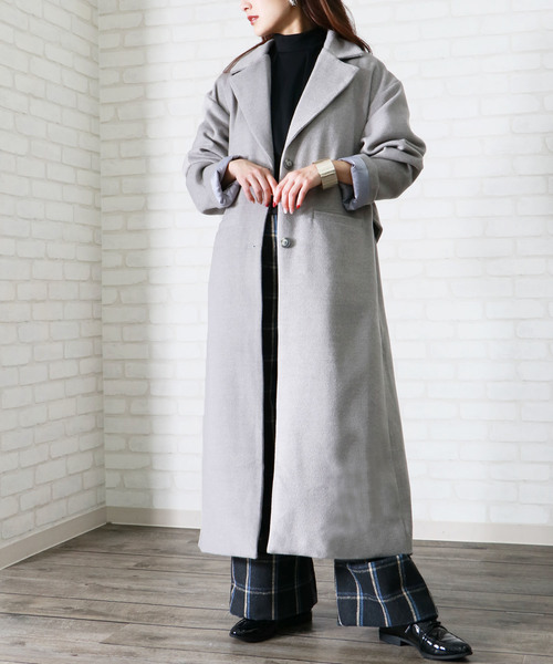 &g'aime(アンジェム)の「【&g'aime】チェスターロングコート(チェスターコート・レディース・ブラック/ダークブラウン/グレー/ベージュ・FREE)」の12枚目の写真