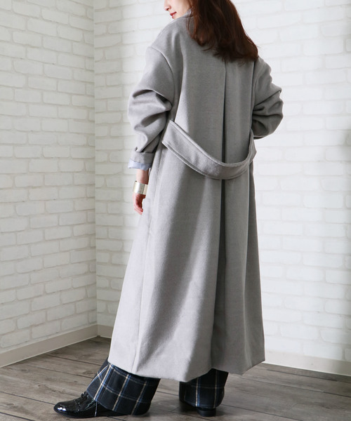 &g'aime(アンジェム)の「【&g'aime】チェスターロングコート(チェスターコート・レディース・ブラック/ダークブラウン/グレー/ベージュ・FREE)」の13枚目の写真