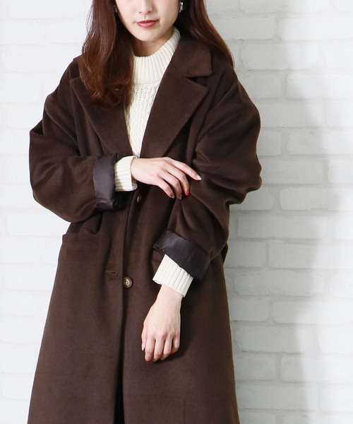 &g'aime(アンジェム)の「【&g'aime】チェスターロングコート(チェスターコート・レディース・ブラック/ダークブラウン/グレー/ベージュ・FREE)」の14枚目の写真