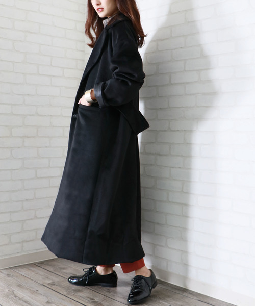 &g'aime(アンジェム)の「【&g'aime】チェスターロングコート(チェスターコート・レディース・ブラック/ダークブラウン/グレー/ベージュ・FREE)」の5枚目の写真