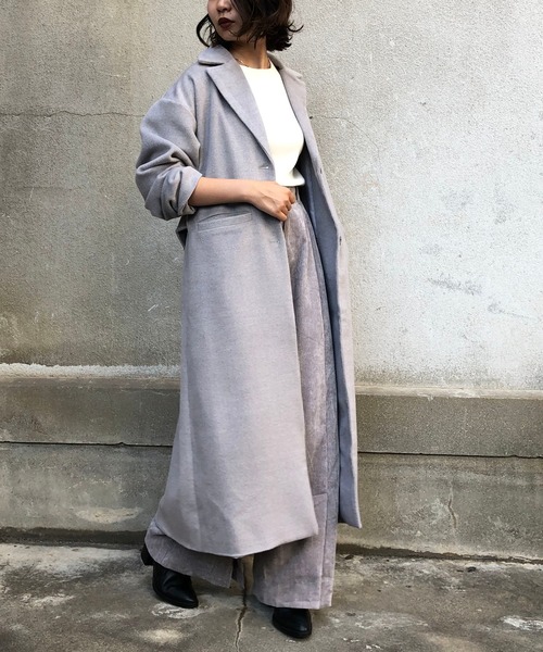 &g'aime(アンジェム)の「【&g'aime】チェスターロングコート(チェスターコート・レディース・ブラック/ダークブラウン/グレー/ベージュ・FREE)」の19枚目の写真