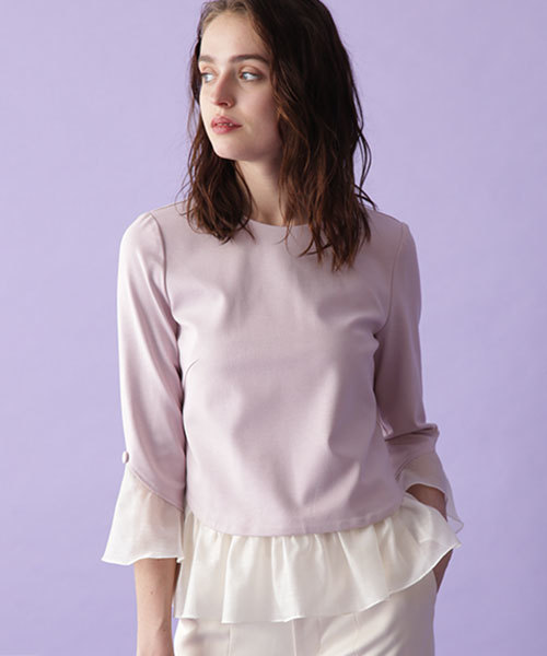 JILL STUART（ジルスチュアート）の「◆《Endy ROBE》マヌエラペプラムブラウス（シャツ/ブラウス・レディース・ブラック/パープル・SMALL/MEDIUM）」の2枚目の写真