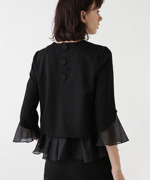 JILL STUART（ジルスチュアート）の「◆《Endy ROBE》マヌエラペプラムブラウス（シャツ/ブラウス・レディース・ブラック/パープル・SMALL/MEDIUM）」の7枚目の写真