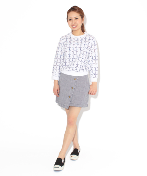 Ray BEAMS（レイビームス）の「●◎PETER JENSEN×Ray BEAMS / 別注 ミニ スウェット（スウェット・レディース・ホワイト/ネイビー/その他1・ONE SIZE）」の7枚目の写真