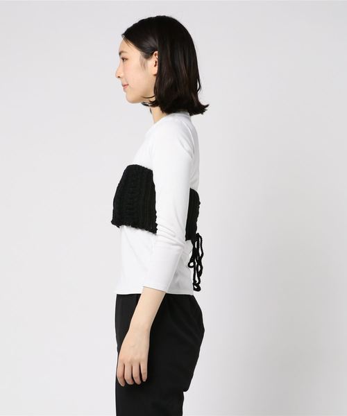 ALLEGE(アレッジ)の「【ALLEGE】Cable knit bustier(Tシャツ/カットソー・レディース・ブラック・1)」の2枚目の写真