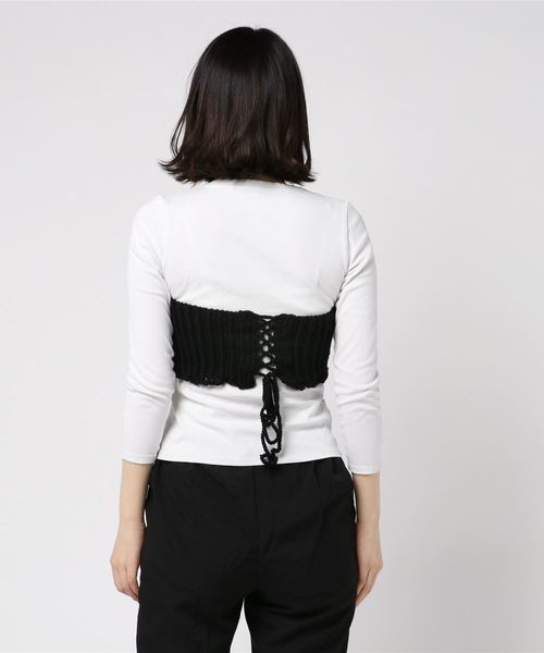 ALLEGE(アレッジ)の「【ALLEGE】Cable knit bustier(Tシャツ/カットソー・レディース・ブラック・1)」の3枚目の写真