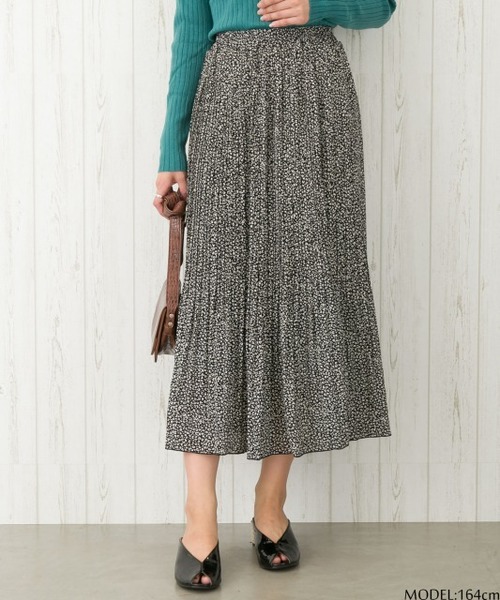SpRay（スプレイ）の「レオパード柄消しプリーツスカート（スカート・レディース・ブラック/ベージュ/キャメル・FREE）」の2枚目の写真