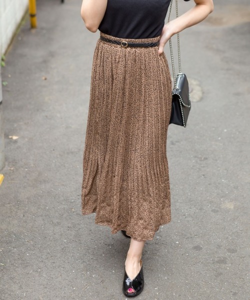 SpRay（スプレイ）の「レオパード柄消しプリーツスカート（スカート・レディース・ブラック/ベージュ/キャメル・FREE）」の11枚目の写真