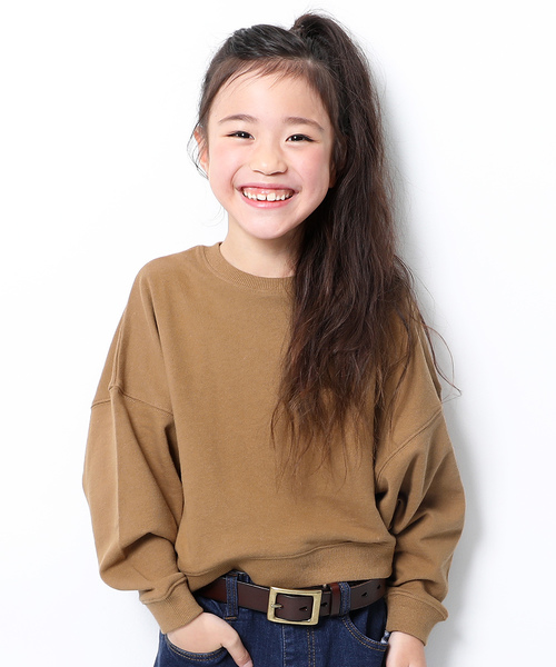 devirock(デビロック)の「スウェットワイドショート丈トレーナー(スウェット・キッズ・ダークグリーン/ライトブラウン/モカ/杢グレー/パープル系その他/キャメル/スミクロ/ワイン/パープル系その他2・110cm/100cm/120cm/130cm/140cm/150cm/160cm)」の4枚目の写真