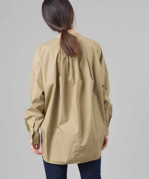 OMNES（オムネス）の「タイプライター ウォッシャブルバンドカラービッグシャツ（シャツ/ブラウス・レディース・ホワイト/チャコールグレー/カーキ/チェック・FREE）」の8枚目の写真