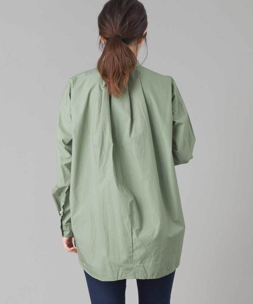 OMNES（オムネス）の「タイプライター ウォッシャブルバンドカラービッグシャツ（シャツ/ブラウス・レディース・ホワイト/チャコールグレー/カーキ/チェック・FREE）」の10枚目の写真