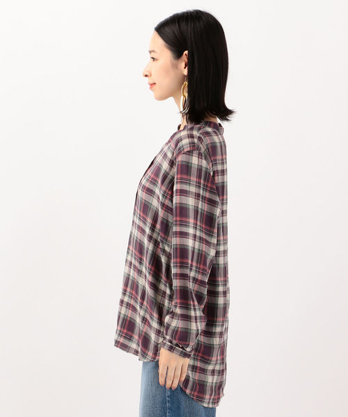 SHIPS Days（シップスデイズ）の「SHIPS Days STANDARD:スキッパーチェックシャツ◇（シャツ/ブラウス・レディース・ベージュ/パープル・S～Ｍ/M～Ｌ）」の17枚目の写真