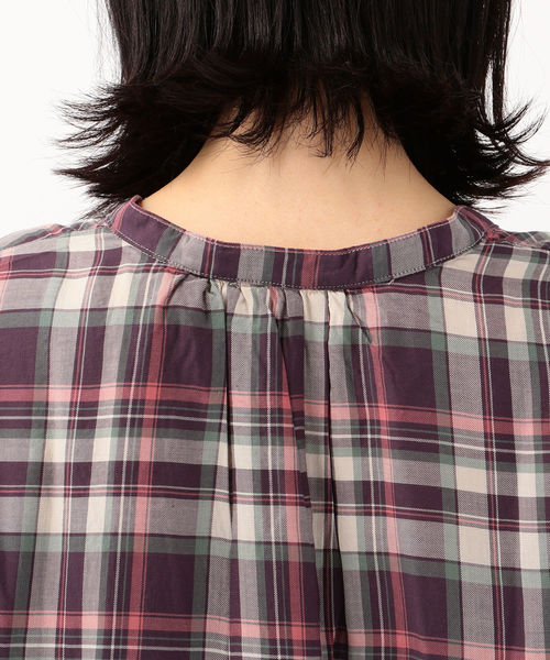 SHIPS Days（シップスデイズ）の「SHIPS Days STANDARD:スキッパーチェックシャツ◇（シャツ/ブラウス・レディース・ベージュ/パープル・S～Ｍ/M～Ｌ）」の19枚目の写真