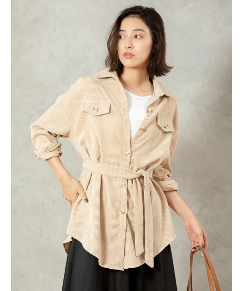 fifth（フィフス）の「ウエストマークコーデュロイシャツ（シャツ/ブラウス・レディース・ブラウン/ベージュ・MEDIUM）」の2枚目の写真